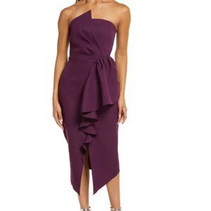 Elliatt Reception Dress, Royal Purple, Strapless Bodycon Dress Size: S